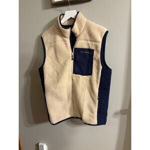 Vineyard Vines Men's Sherpa SuperShep Vest in a cream/stone size medium